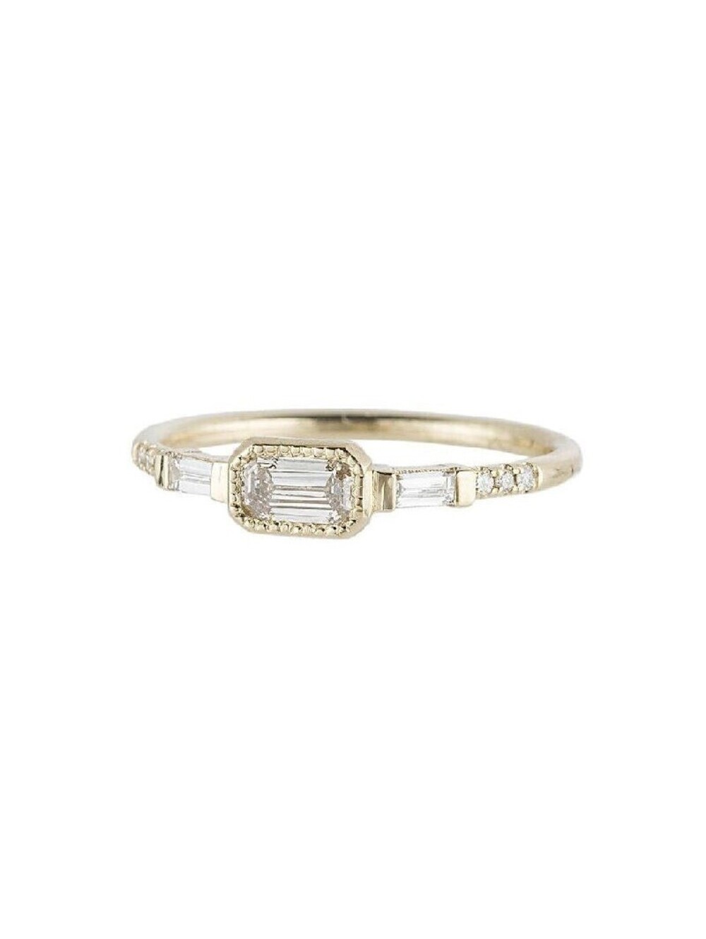 JENNIE KWON DESIGNS JS DIAMOND BAGUETTE EMERALD CUT ENGAGEMENT RING SIZE 5